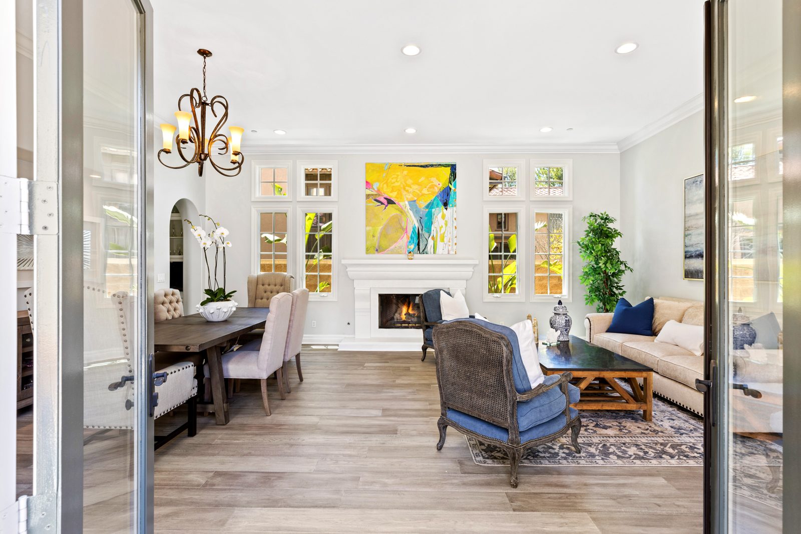 Staged living room in an Orange County home